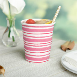 One in a Melon Pink Waterverf Stripes Verjaardag Papieren Bekers