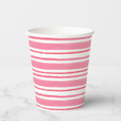 One in a Melon Pink Waterverf Stripes Verjaardag Papieren Bekers (Voorkant)
