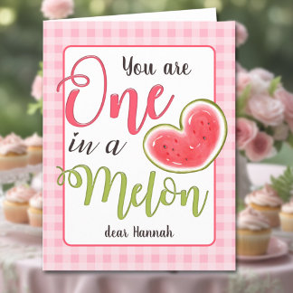 One In A Melon Schattige Roze Watermeloen Meisje V Kaart