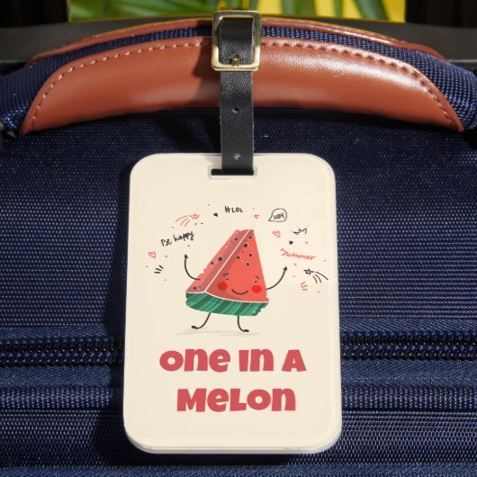 One in a Melon – Schattige Watermeloen Bagagelabel (Voorkant Insitu 2)
