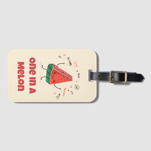 One in a Melon – Schattige Watermeloen Bagagelabel (Voorkant (horizontaal))