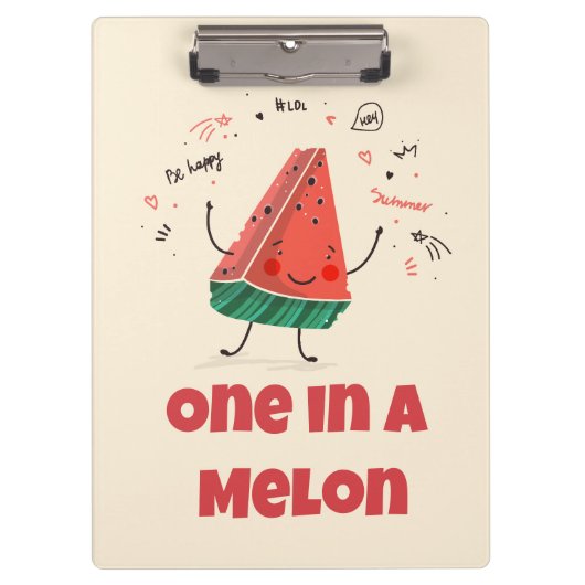 One in a Melon – Schattige Watermeloen Klembord On (Voorkant)
