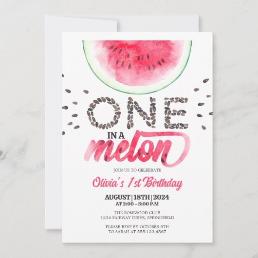 One in a Melon - Schattigee Watermeloen Eerste Ver Kaart (Voorkant)