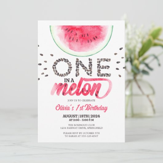 One in a Melon - Schattigee Watermeloen Eerste Ver Kaart (Staand voorkant)