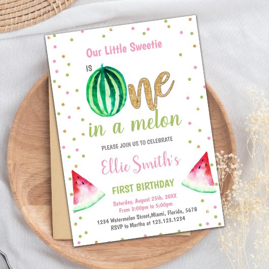 One in a Melon Summer Party Kaart voor meisjes