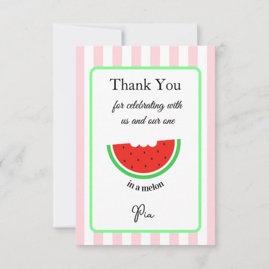 One in a Melon Thank You Card Kids Birthday Bedankkaart (Voorkant)