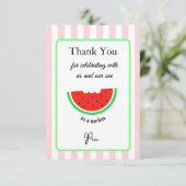 One in a Melon Thank You Card Kids Birthday Bedankkaart (Staand voorkant)