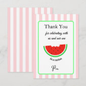 One in a Melon Thank You Card Kids Birthday Bedankkaart (Voorkant / Achterkant)