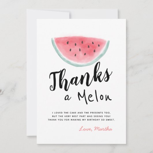 One in a Melon Verjaardag Dank u kaart (Voorkant)