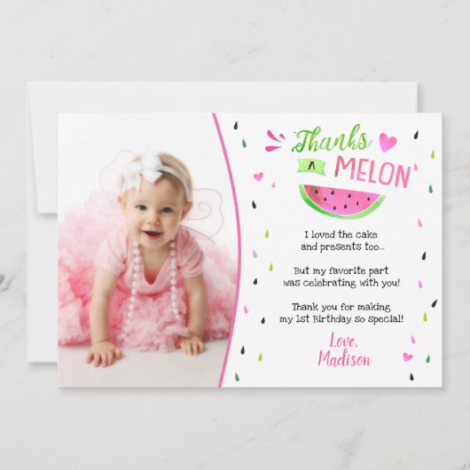 One in a Melon Verjaardag Dank u kaarten (Voorkant)