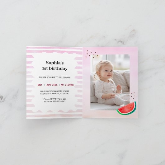 One in a Melon Verjaardag Gevouwen Uitnodiging (Binnen)