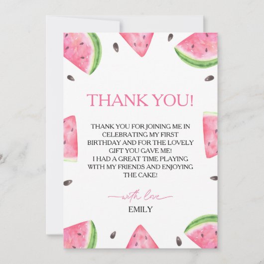 One In A Melon Verjaardag Watermeloen Dank u kaart (Voorkant)