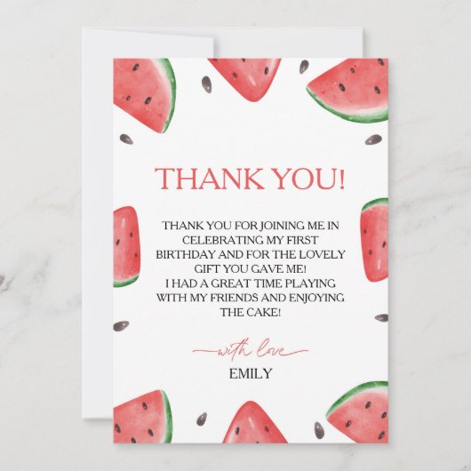 One In A Melon Verjaardag Watermeloen Dank u kaart (Voorkant)