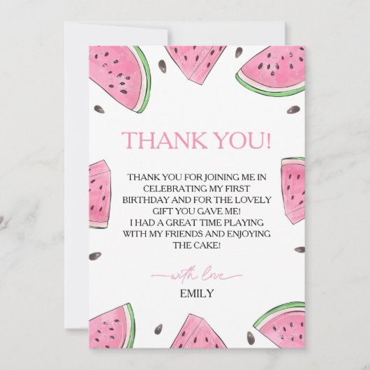 One In A Melon Verjaardag Watermeloen Dank u kaart (Voorkant)