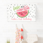 One in a Melon Verjaardagsbanner - Lt Pink Text Spandoek (Insitu)
