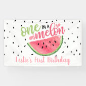 One in a Melon Verjaardagsbanner - Lt Pink Text Spandoek (Horizontaal)