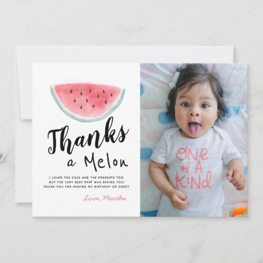 One in a Melon Verjaardagsfoto Dank u kaart (Voorkant)
