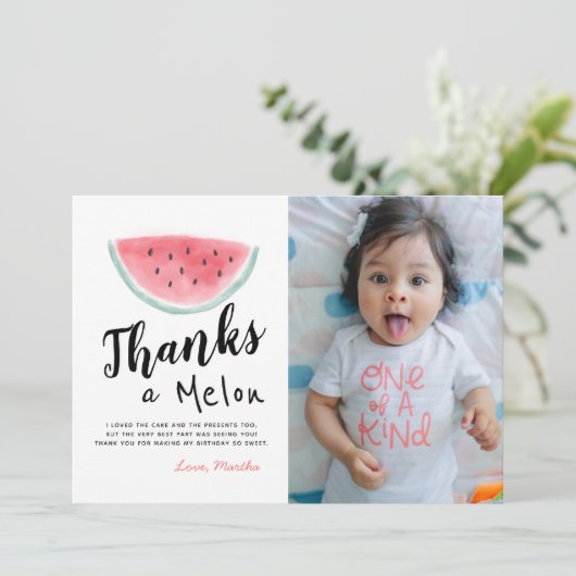 One in a Melon Verjaardagsfoto Dank u kaart (Staand voorkant)