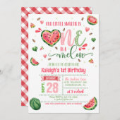 One in a Melon Verjaardagsuitnodiging - Gingham Kaart (Voorkant / Achterkant)