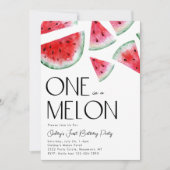One in a Melon Verjaardagsuitnodiging | Watermeloe Kaart (Voorkant)