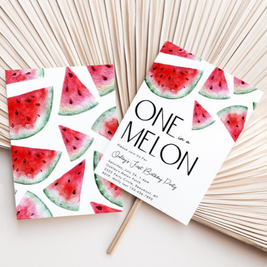 One in a Melon Verjaardagsuitnodiging | Watermeloe Kaart