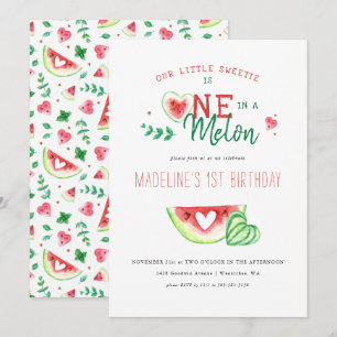 One In A Melon Watermeloen Eerste Verjaardag Kaart