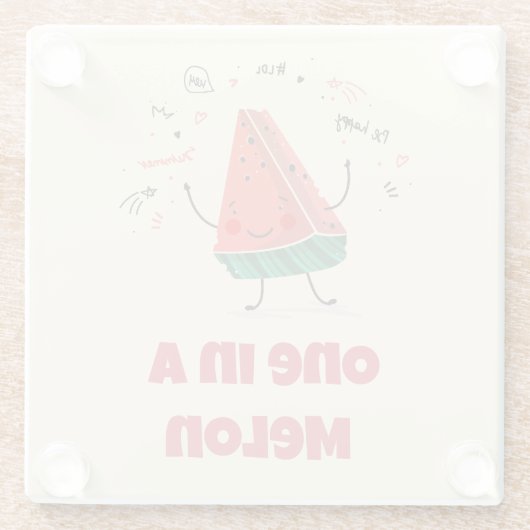 One in a Melon – Watermeloen Onderzetter Design Glazen Onderzetter (Achterkant)
