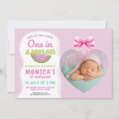 One in a Melon – Watermeloen thema 1e verjaardag Kaart (Voorkant)