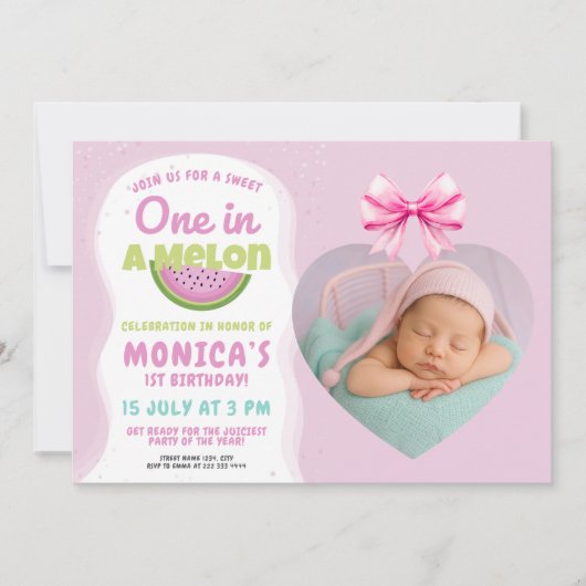 One in a Melon – Watermeloen thema 1e verjaardag Kaart (Voorkant)