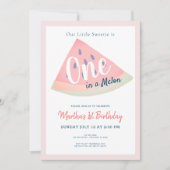 One in a Melon Watermeloen Witte 1e Verjaardag Kaart (Voorkant)