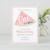 One in a Melon Watermeloen Witte 1e Verjaardag Kaart (Staand voorkant)