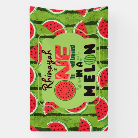 ONE in a Melon Watermelon 1e Verjaardag Spandoek (Verticaal)