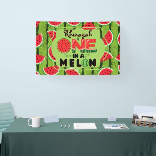 ONE in a Melon Watermelon 1e Verjaardag Spandoek (Beurs)