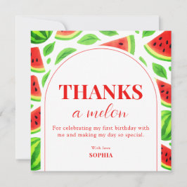 One In A Melon Watermelon 1st Birthday  Bedankkaart