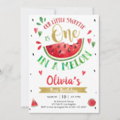 One In A Melon Watermelon 1st Birthday Invitation Kaart (Voorkant)