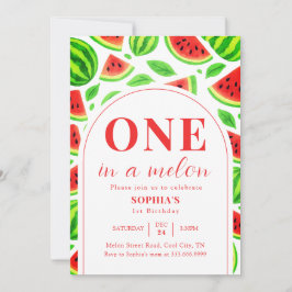 One In A Melon Watermelon 1st Birthday  Kaart