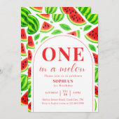 One In A Melon Watermelon 1st Birthday  Kaart (Voorkant / Achterkant)