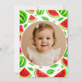 One In A Melon Watermelon 1st Birthday Photo Kaart (Achterkant)