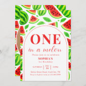 One In A Melon Watermelon 1st Birthday Photo Kaart (Voorkant / Achterkant)