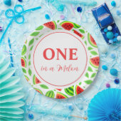 One In A Melon Watermelon Birthday Party Papieren Bordje (Feest)