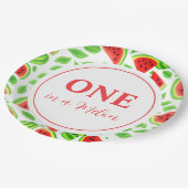 One In A Melon Watermelon Birthday Party Papieren Bordje (Gekanteld)