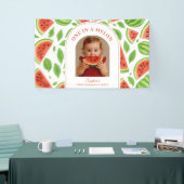 One In A Melon Watermelon Custom Photo Birthday Spandoek (Beurs)