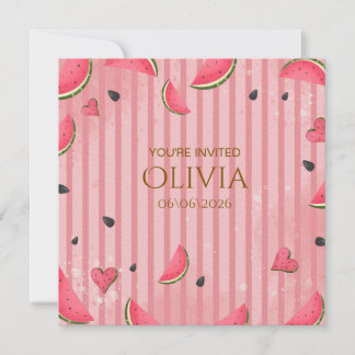 One in a Melon Watermelon First Birthday Invitatio Kaart