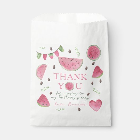 One in a Melon Watermelon Girl Verjaardag bedankt Bedankzakje (Voorkant)