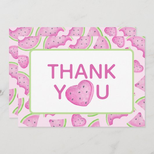 One in a Melon Watermelon Heart - Een bedankkaart Kaart (Voorkant / Achterkant)