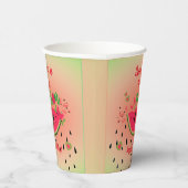 One In A Melon Watermelon Meisje's Eerste Verjaard Papieren Bekers (Rechts)