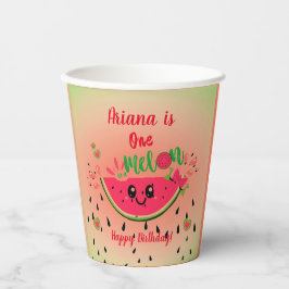 One In A Melon Watermelon Meisje's Eerste Verjaard Papieren Bekers