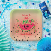 One In A Melon Watermelon Meisje's Eerste Verjaard Papieren Bordje (Feest)