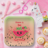 One In A Melon Watermelon Meisje's Eerste Verjaard Papieren Bordje (Feest)