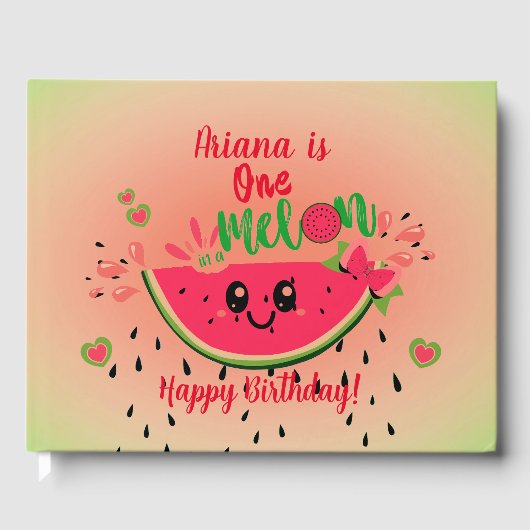 One In A Melon Watermelon Meisje's Zomerverjaardag Gastenboek (Voorkant)